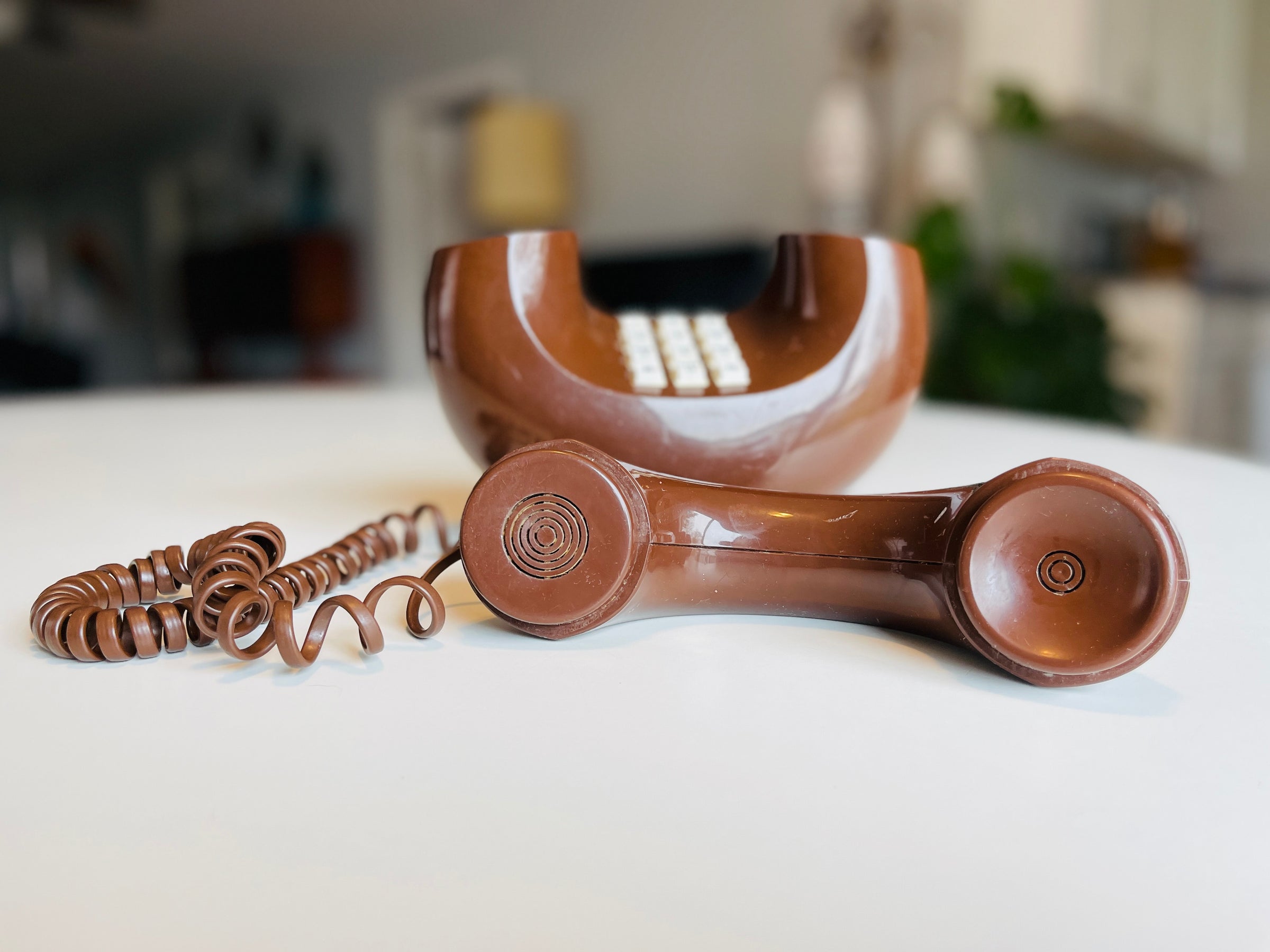Vintage 1970s Donut Phone by Western Electric Brown Touch Tone