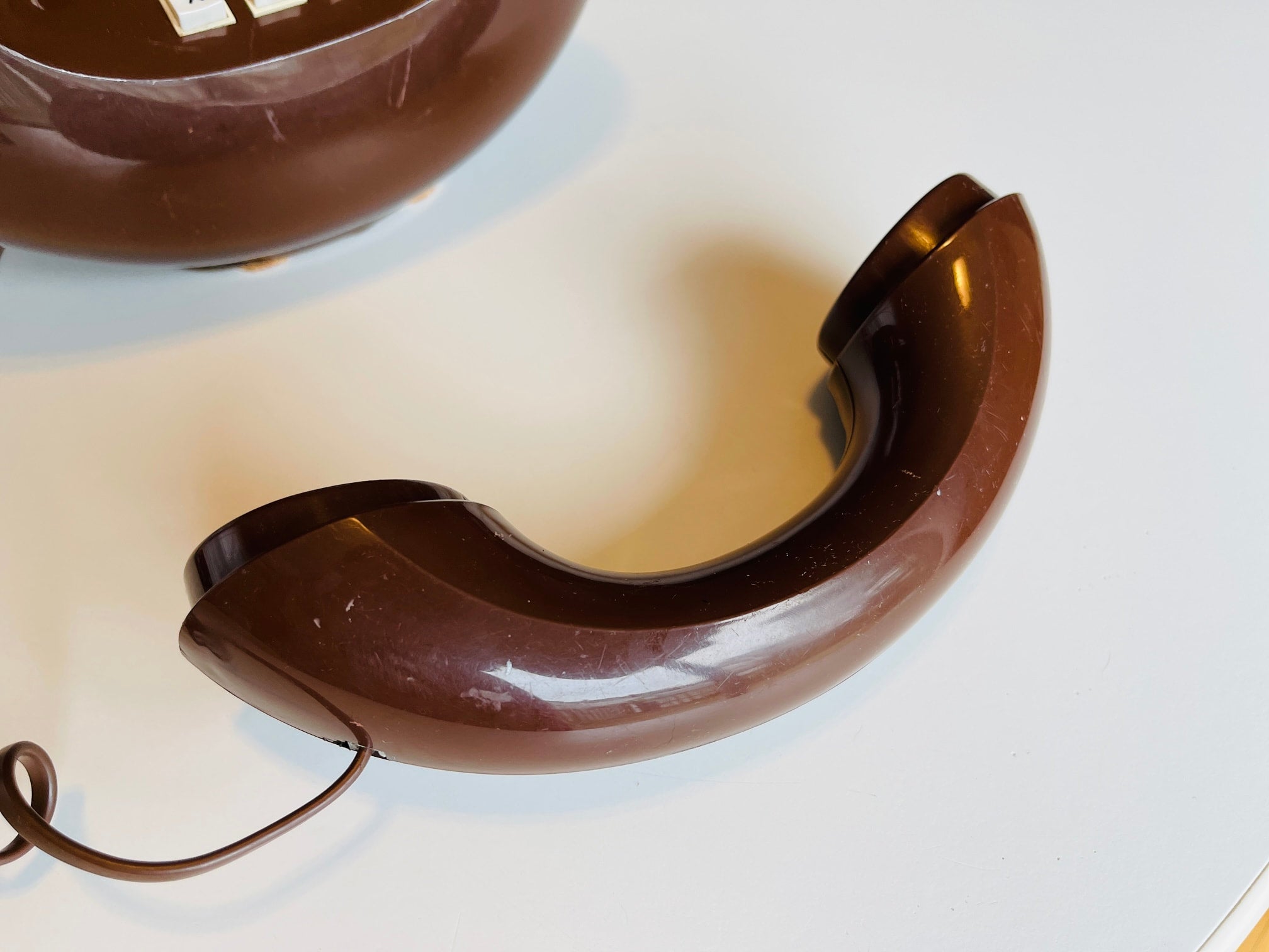 Vintage 1970s Donut Phone by Western Electric Brown Touch Tone