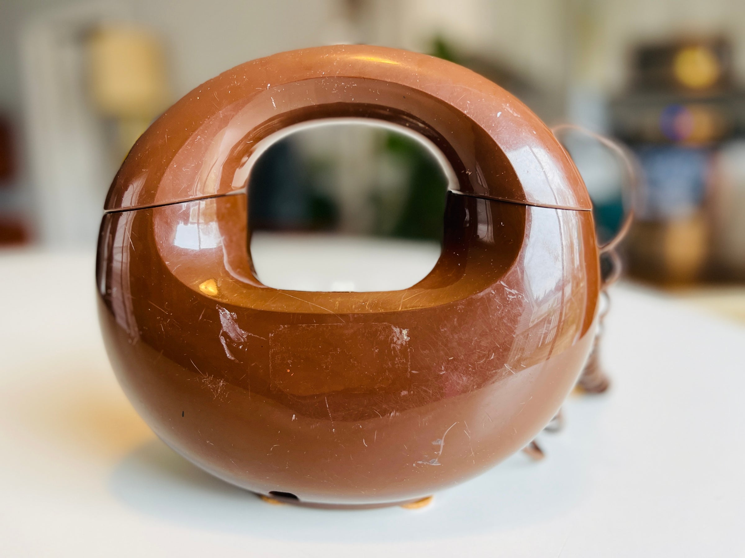 Vintage 1970s Donut Phone by Western Electric Brown Touch Tone