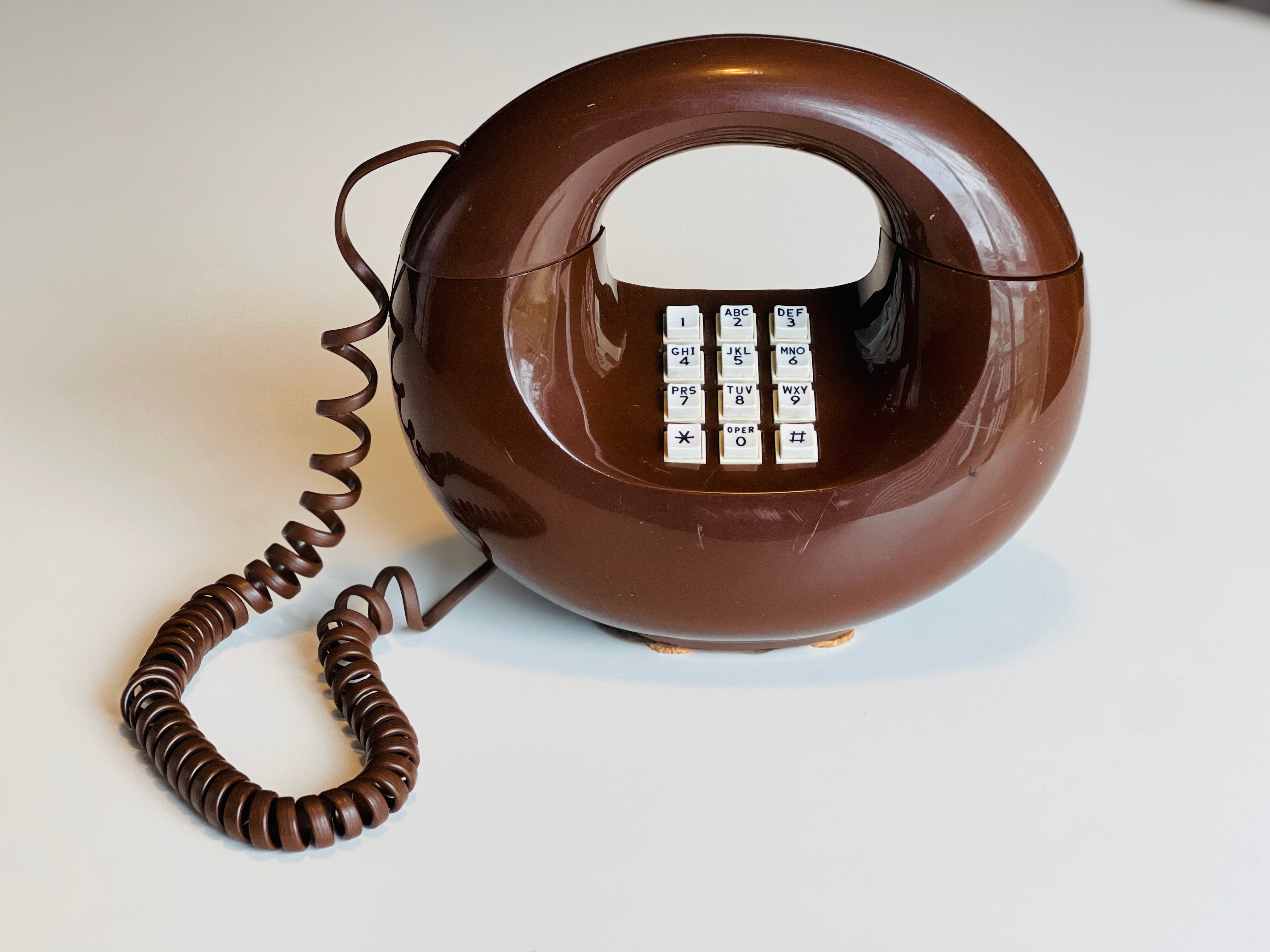 Vintage 1970s Donut Phone by Western Electric Brown Touch Tone